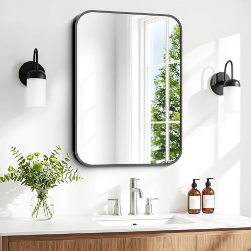30x36 Inch Rectangle Bathroom Vanity Mirror, Black Framed Wall Mirror