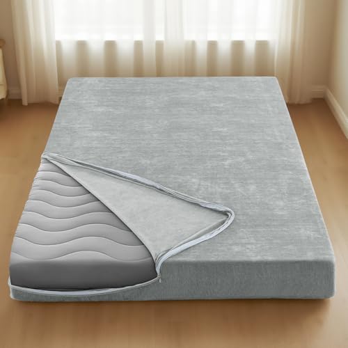 Full Size Futon Mattress Cover - Soft Chenille Slipcover with Zipper