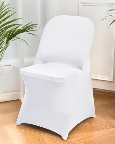 10 Pack White Stretch Spandex Folding Chair Covers for Events