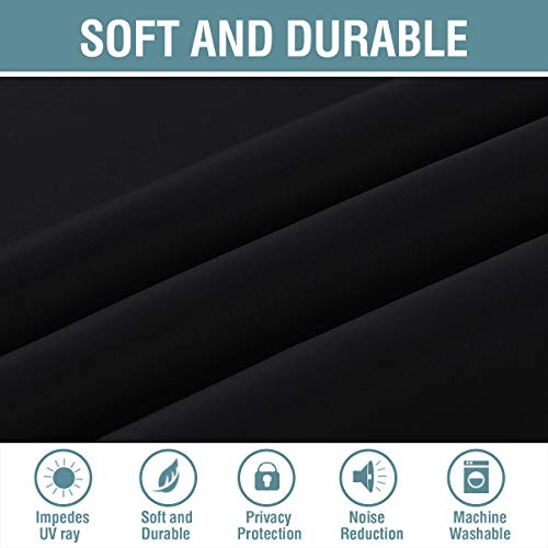 100% Blackout Grommet Curtain Panel - 52x96 Inch Thermal Insulated (Jet Black)
