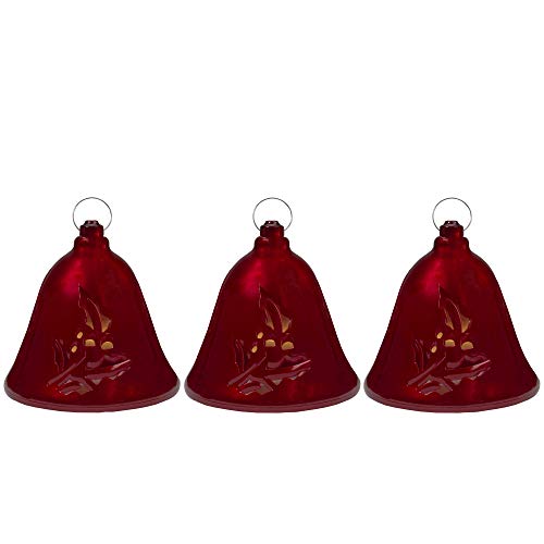 Set of 3 Musical Lighted Red Christmas Bells with Motion Sensor