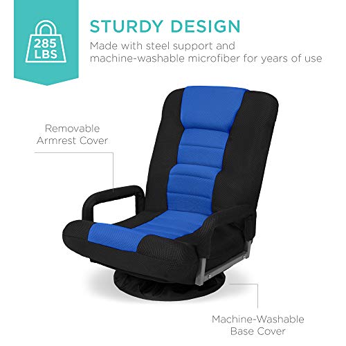 360-Degree Swivel Floor Gaming Chair with Adjustable Backrest and Armrests