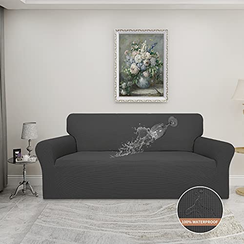 100% Waterproof Couch Cover - Stretch Jacquard 3-Cushion Sofa Slipcover