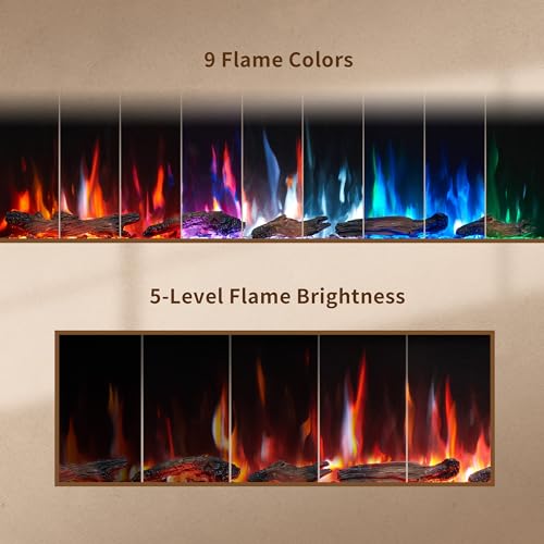 60 Inch Smart Linear Electric Fireplace Recessed Wall-Mount