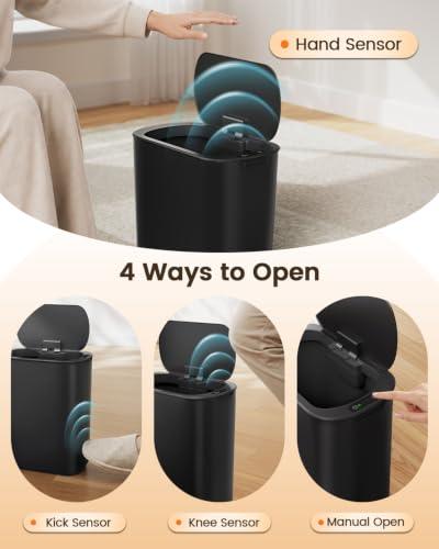 5 Gallon Automatic Touchless Trash Can with Motion Sensor Slim Black