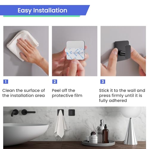 Heavy Duty Adhesive Wall Hooks - 304 Stainless Steel Waterproof 4-Pack