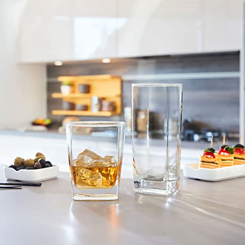 Le'raze 8-Piece Glass Set - Tall Highball & Short Old Fashioned Drinking Glasses