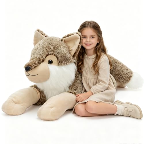 30-Inch Giant Wolf Stuffed Animal - Realistic Soft Plush Pillow
