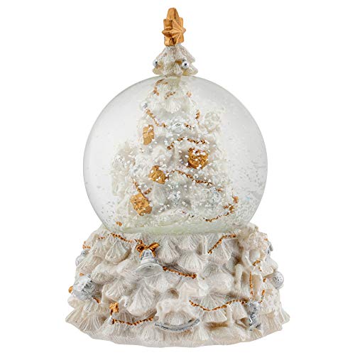 Revolving Christmas Tree Musical Snow Globe - 100mm Wind-Up Holiday Decor