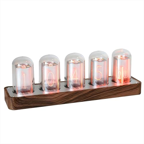 ClocTeck Nixie Tube Clock with Wi-Fi, RGB Color Customization, Alarm & Timer, 12/24H