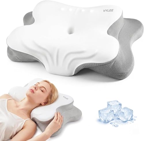 Ergonomic Cervical Neck Pillow with Cooling Cover - Memory Foam