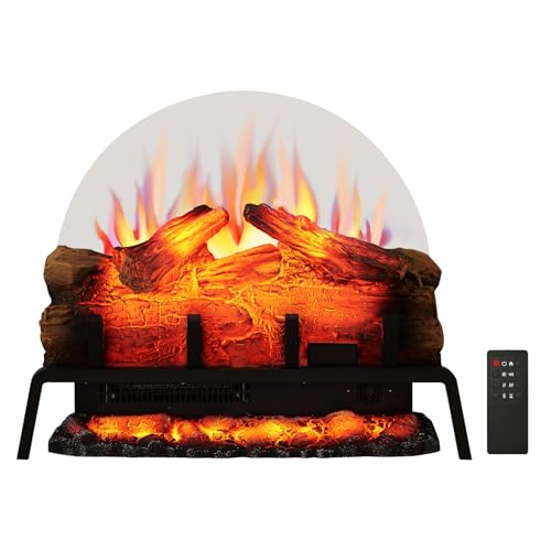 24-Inch Electric Fireplace Log Set Insert with Heater and Crackling Sound