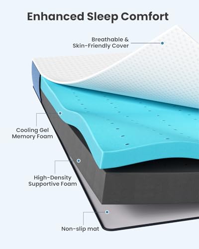 3-Inch Firm Mattress Topper Queen - Cooling Gel-Infused Memory Foam