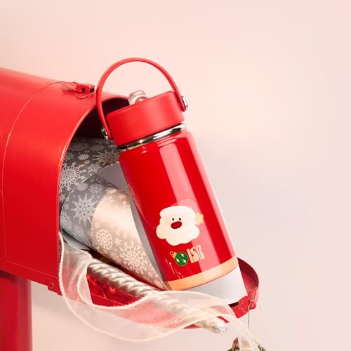 OISIZ 14oz Christmas Water Bottle for Kids — Insulated Stainless Steel Cup with Straw Lid