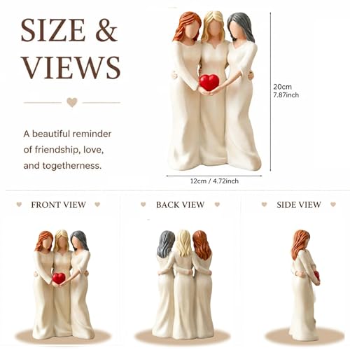 Three Sisters Resin Figurine Statue - Friendship & Sisterhood Decor Gift