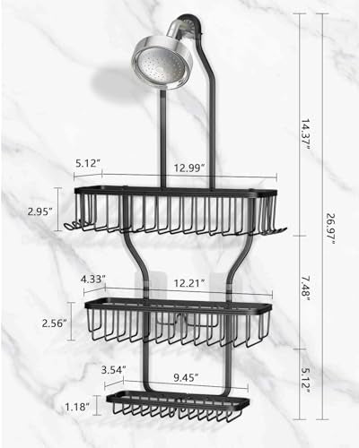 Hanging Aluminum Shower Caddy Over The Showerhead Organizer Black