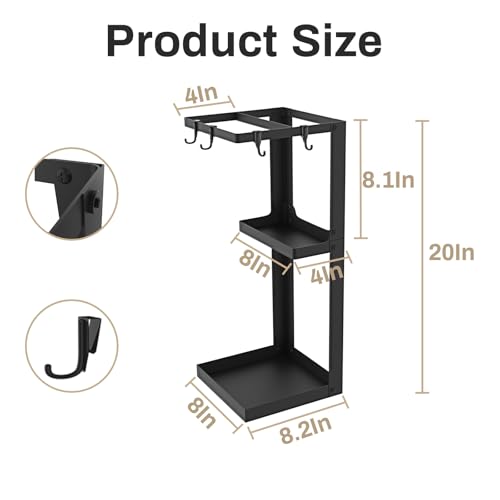 20-Inch Metal Umbrella Stand for Entryway with Drip Tray and Shelf