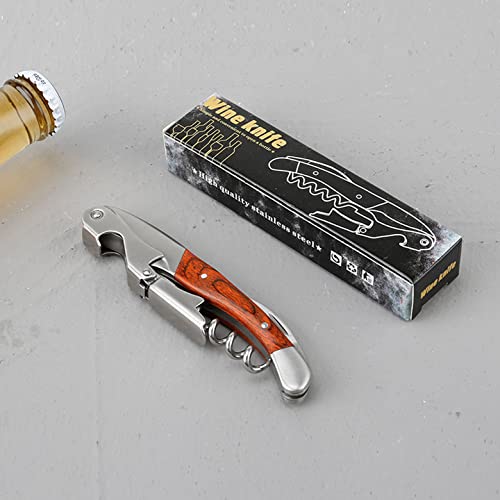 Gajing Waiter Corkscrew - Professional Wine Opener with Rosewood Handle, Double-Hinged, Multi-Function Bar Tool