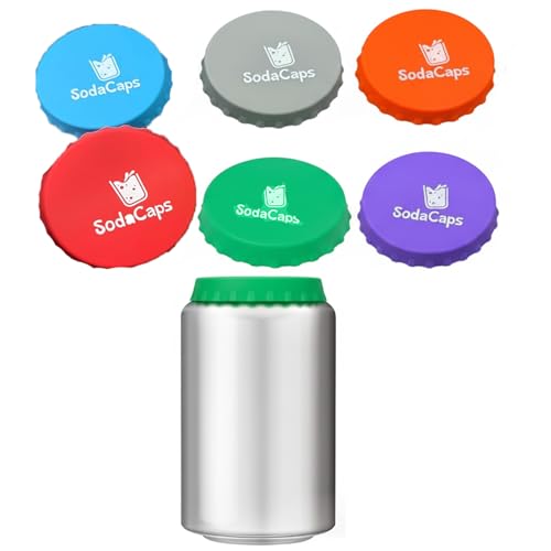 Reusable Silicone Soda Can Covers Pack of 6 - Fits Standard & Slim Cans