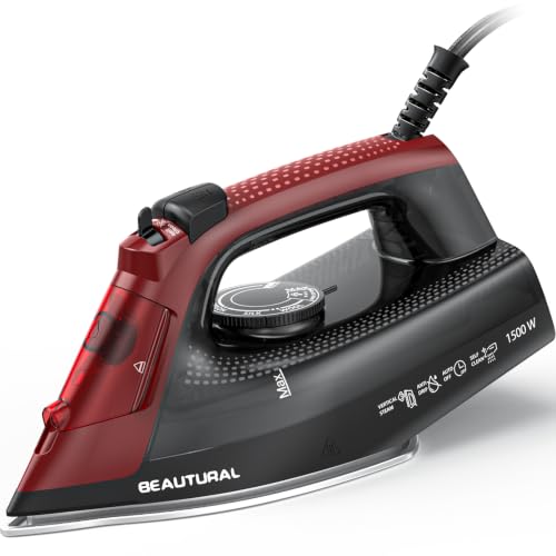 1500W Steam Iron with Ceramic Soleplate, Anti-Drip & Auto Shutoff