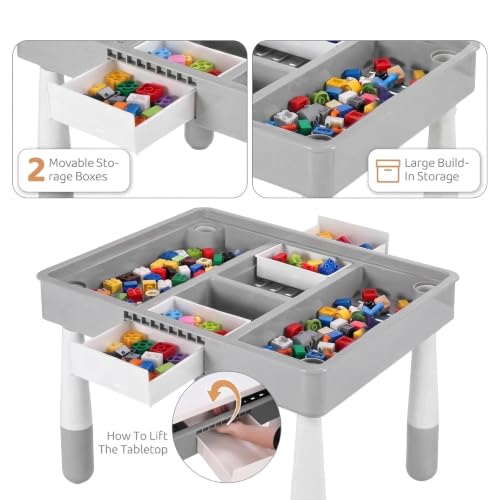 4-in-1 Kids Activity Table and Adjustable Chair Set with Storage - Grey