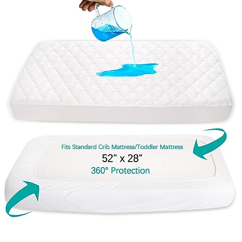 Biloban Waterproof Crib Mattress Protector Pad - 52x28 Quilted & Noiseless