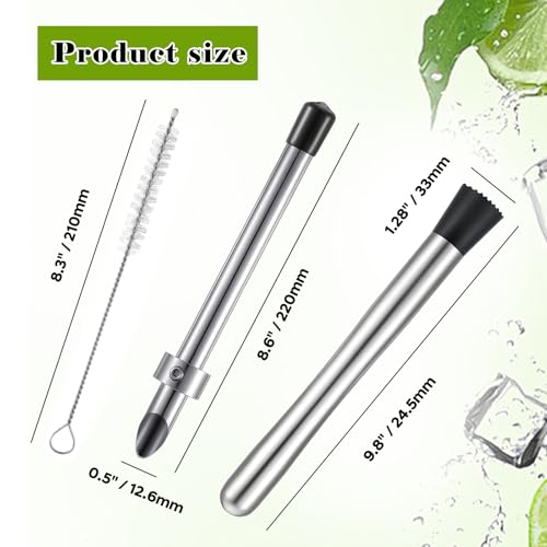 Sissatthai 5-Piece Stainless Steel Cocktail Bar Tool Set with Muddlers & Straw Punchers