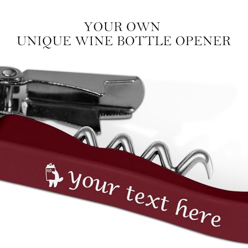 Red Custom Wine Bottle Opener with Foil Cutter - Stainless Steel Corkscrew & Gift