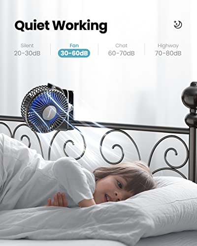 Gaiatop Portable Clip-On Fan, Mini Rechargeable Battery Operated Fan