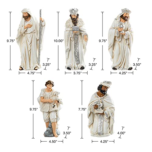 12-Piece Ivory Resin Nativity Figurines Set for Christmas Tabletop Decor