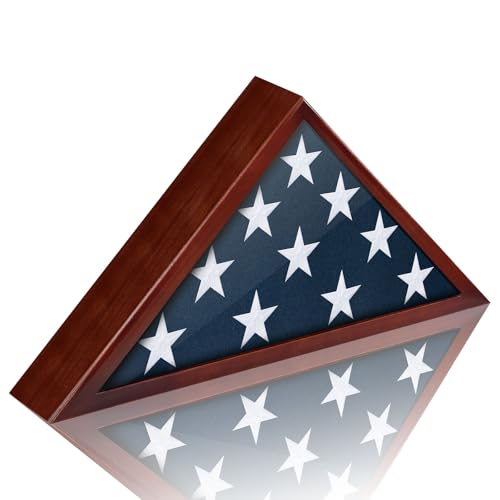 Solid Wood Burial Flag Display Case for 5x9.5 Flag - Memorial Shadow Box