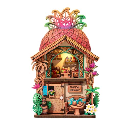 DIY Magnetic Miniature Wooden House Kit with LED Light - Pineapple