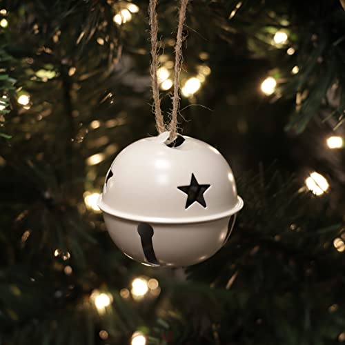 Ivory Jingle Bell Christmas Ornaments, 2-Inch Metal Tree Decor, 12-Pack