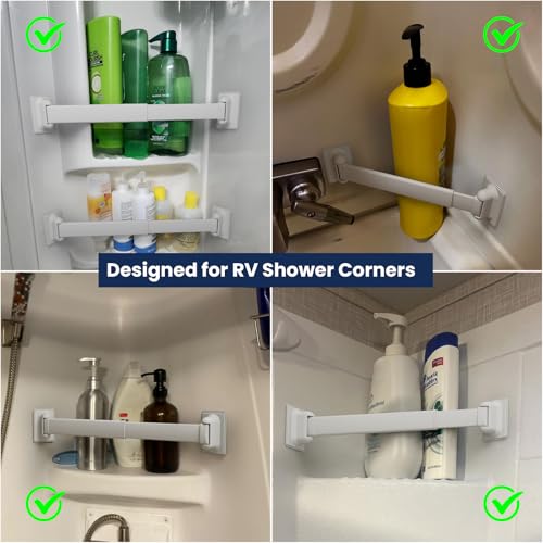 Adjustable RV Shower Corner Storage Bar - 3 Pack Aluminum Travel Organizer