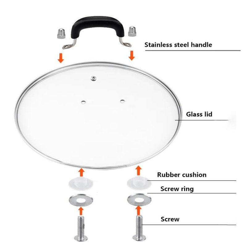 12 Inch Tempered Glass Lid for Lodge 12" Cast Iron Skillets & 7QT Dutch Ovens -Stainless Steel Handle and Rim (12 INCH LID)
