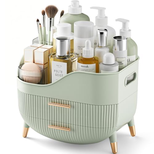 Sage Green Pajiriona Makeup Organizer with Drawers & Handle – Large Vanity Storage