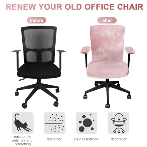 Stretchable Office Chair Covers Set with Armrest - Light Pink