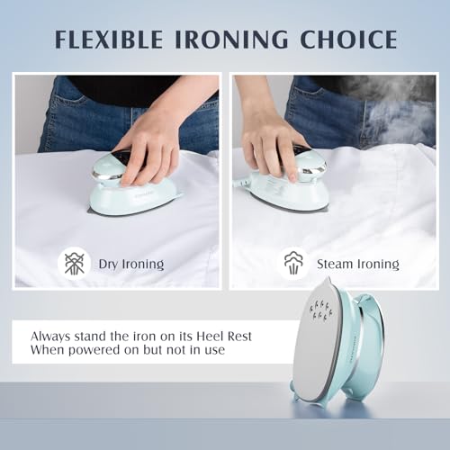 PIOMATIC Mini Travel Steam Iron with Dual Voltage & Non-Stick Soleplate