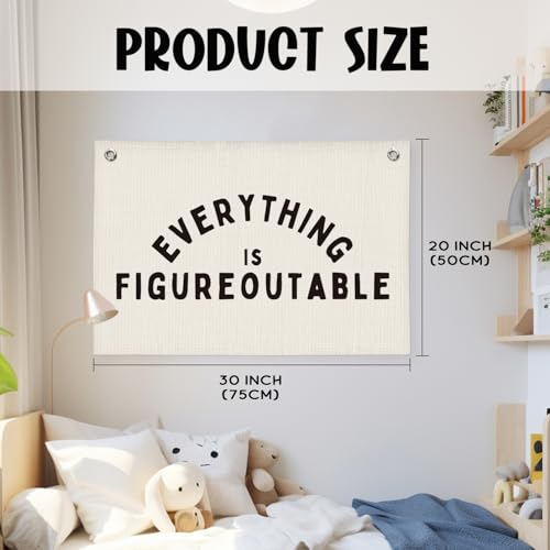 Everything is Figureoutable Motivational Wall Banner, 20x30 Linen-Look Sign