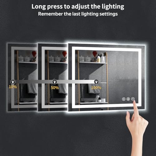 36"x30" LED Bathroom Mirror, Backlit & Frontlit Vanity Mirror with Anti-Fog