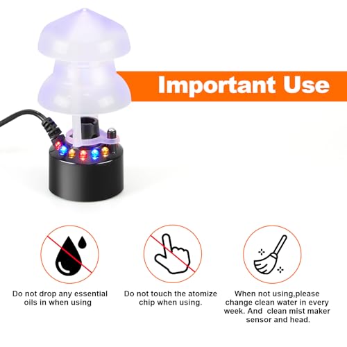 Ultrasonic Mist Maker Fogger with 12 Color LEDs & Splash Guard