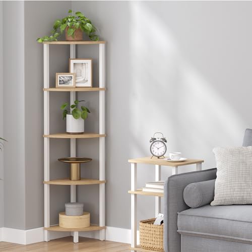 5-Tier Corner Bookshelf, Industrial Storage Display Rack for Home Office