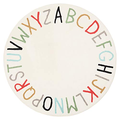 40-Inch Round Alphabet Area Rug, Soft Washable Kids Learning Floor Mat