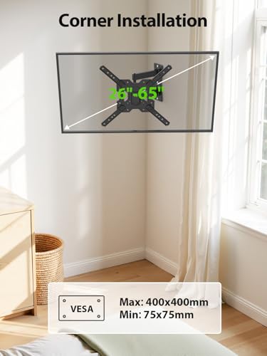 Full Motion TV Wall Mount Bracket for 26 to 65 Inch TVs, VESA 400x400
