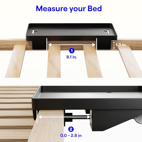 BedShelfie Bedside Shelf Clip-On Nightstand & Cable Catch, Black