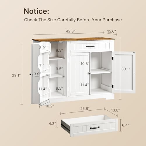 Kitchen Coffee Bar Cabinet - Sideboard Buffet with Drawers & Shelves
