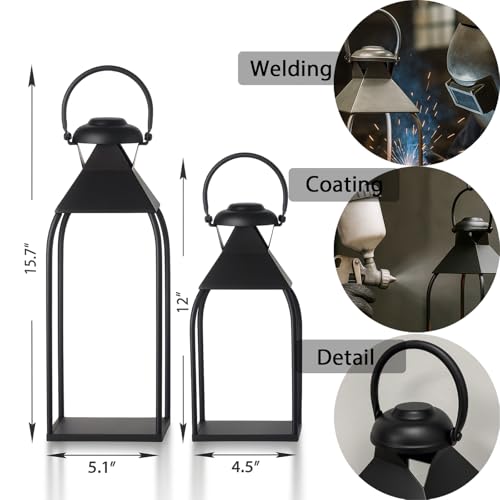 ZLFart Set of 2 Decorative Metal Lanterns 15.7