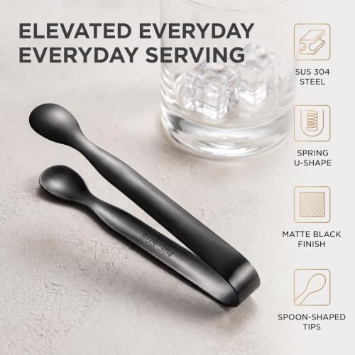 Black Stainless Steel Mini Sugar Cube Tongs for Tea & Coffee Service
