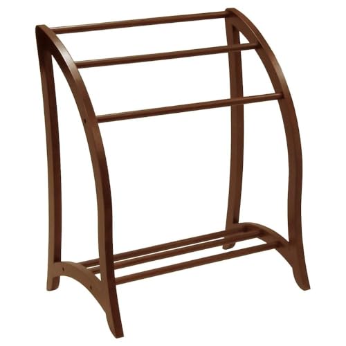 3-Rod Solid Wood Quilt Rack - Antique Walnut Blanket Display Stand