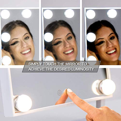 Hollywood Lighted Vanity Mirror with Dimmable LED Bulbs and Touch Control